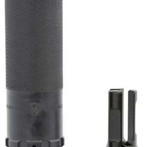 Dead Air SIERRA5KM Sierra-5  5.56mm 1.50"D 1/2"-28 tpi Thread Pattern Made of Stellite Baffles & Stainless Steel Tube with Black Cerakote Finish Includes KeyMo Flash Hider & Mount