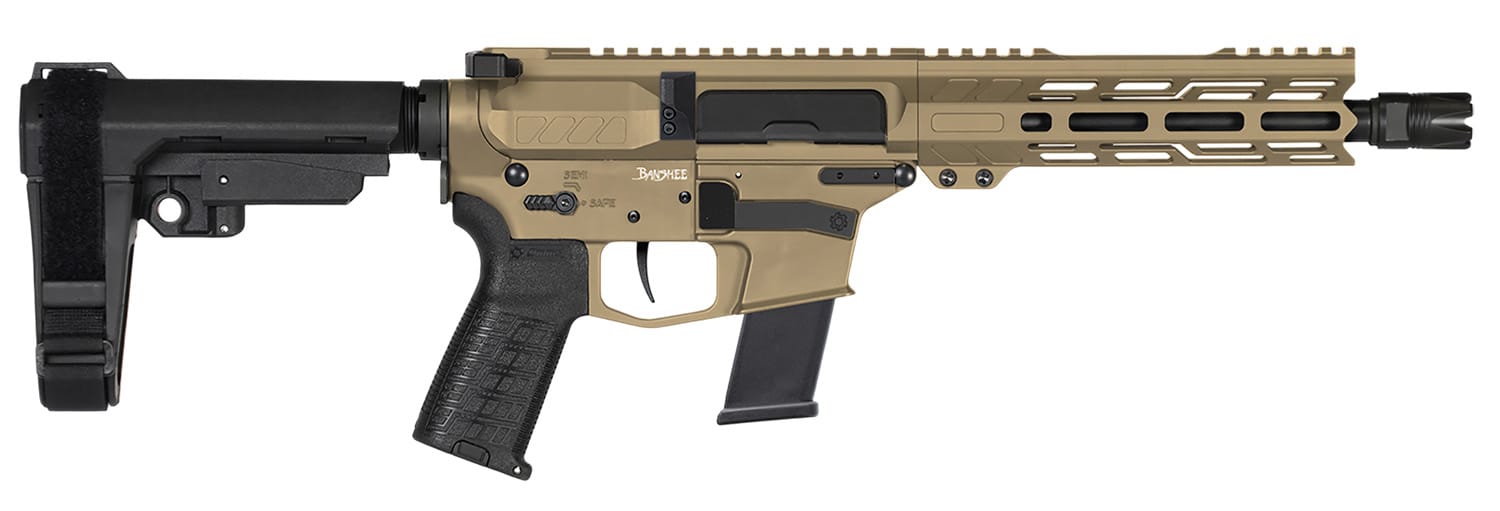 CMMG 10A570FCT Banshee MK10 10mm Auto 15+1 8" Black Nitride Threaded Barrel, M-LOK Handguards, Coyote Tan Cerakote Aluminum Picatinny Rail Receiver, Black CMMG Zeroed Grips, Glock Compatible