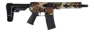 Shark Coast Tactical SCC07206M81-P Woodland Camo 5.56 NATO 30+1 Black Nitride Threaded Barrel, Aluminum Receiver w/Picatinny Rail, M-LOK Handguard, Polymer SB Tactical SBA3 Brace, Magpul MOE Grip, Rig